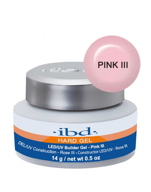 IBD Hard Gel LED/UV Builder Gel - Pink III (tirštas rožinis gelis) 14g